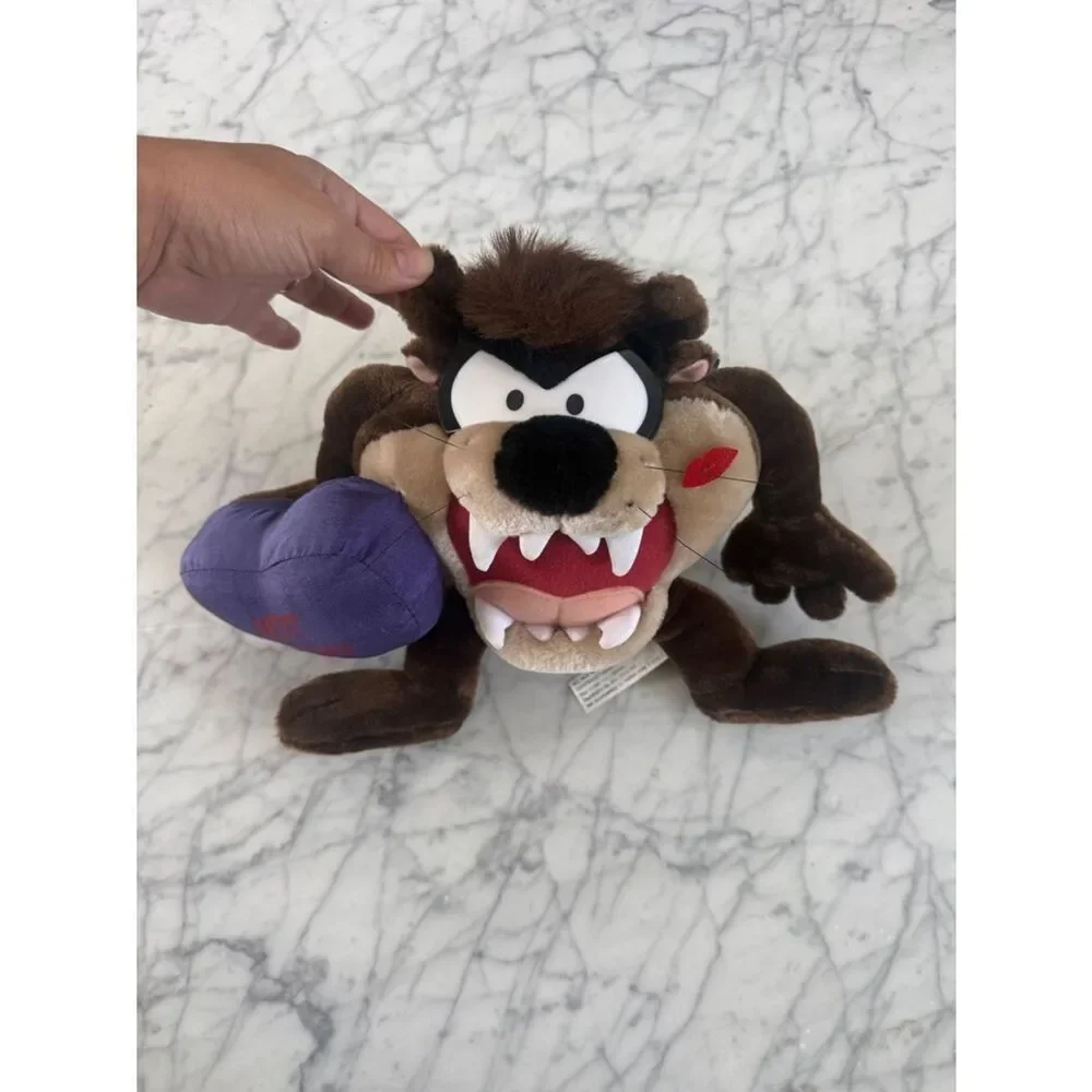 NWT 1990s Tasmanian Devil Looney Tunes Plush Purple 'Hot Stuff' Heart